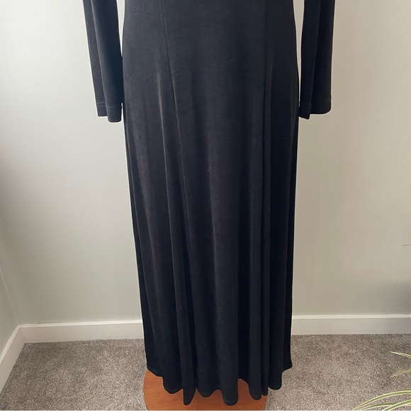 Vintage Joseph Ribkoff Maxi Dress Long Sleeve Black Goth Gothic Union Label - Picture 5 of 10